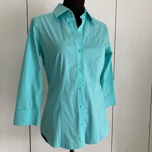 New York & Co Mint Green Striped Blouse Size XS NWOT